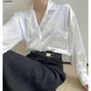 Black White Women Silk Shirts Blouses Mens Designer with Embroidery Spring Autumn Long Sleeve Casual Tops Qualityzc8c.