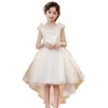 Robes de fille WineRed sans manches haut de gamme robe de mariée 3D fleur arc rétro fille robe princesse robe de mariée luxe scintillant robe pour enfants 24323