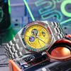 Orologio meccanico Impermeabile Night Glow Uomo Arcobaleno Full Sky Star Serie Sun Moon e Stelle Orologio in silicone di precisione in acciaio