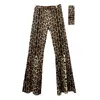 Womens Pants Hippie Clothing Fashion Wideleg Bellbottoms Color Bump Printed and Headscarf Y2k Flare Pant Sets 240320