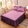Spódnica łóżka 3PCS Koronki Elastyczne dopasowane podwójne łóżko z poduszkami Mattress Cover Bedding Zestaw King Size Sołysko