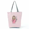 Bolsas de ombro Dobrável Viagem Praia Compras Mulheres Tote Cartoon Senhoras Impressão Bolsas Alta Capacidade Eco Reutilizável