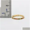 Band Rings Colorf Cz Eternity Ring Thin Skinny Engagement Wedding Birthstone Rainbow Color Classic Simple Round Circle Finger Drop D Dhvrg