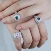 Cluster Anelli Cubic Zirconia Coda Per Le Donne Verde Blu Rosa Pietre Colore Argento 2024 Gioelleria Raffinata E Alla Moda Del Partito Anelli Mujer