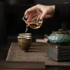 Copos pires fu estilo antigo para amantes estilo japonês acessórios de chá retro artesanal xícara de chá kung áspero o presente de chá matcha cerâmica