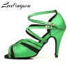 shoes Ladingwu Latin Dance Shoes Women Profession Salsa Dance Shoes Ladys Ballroom Dance Shoes Soft Bottom Shoes Green Flash Cloth