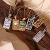 Email Tarot Card Halskette Anlaufer Schmuck Gold plattiert Anhänger Edelstahl