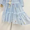 Französisch Retro High-End-Göttin-Temperament Langes Kleid für Frauen Frühlingskleidung, kleine Statur, modische und vielseitige blaue Kleidung