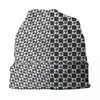 Berets Houndstooth Checkered Padrão Skullies Beanies Caps Unisex Inverno Quente Tricô Chapéu Moderno Preto Branco Geométrico Bonnet Chapéus