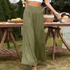 Women's Pants Relaxed Fit Long High Waisted Wide Leg Trousers Spring Summer Business Work For Women Elastic Waist Solid