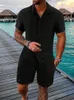 Erkek gömlek takım elbise pamuk ve keten düz renkli çizgili kısa süreli gündelik büyük boy plaj şortları yaz sokak aşınma 240312