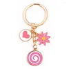 Keychains Cute Pink Lollipop Heart Daisy Flower Charms Key Chians Backpack Wallet Car Pendant Decor Keyrings Accessoreis For Women Men