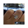 Solitaire Ring Sparkling 925 Sterling Sier In14K Gold Filled White Blue Sapphire Diamond Engagement Bridal Band Jewelry Drop Delivery Dhyam