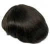 Toupees Yeni Varış Erkekler Toupee% 100 İnsan Saç İnce Cilt Baz Pu Poli Toupee Saç Erkekler 8x10 inç Koyu Kahverengi İnsan Saç