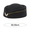 Baretten Stewardess Hoed Elegant Borduren Badge Decoratief Aankleden Wollen Dames Stewardessen Baret Formeel Uniform Pet Voor Prestaties