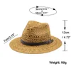 Hoeden met brede rand Emmerhoeden Eenvoudige en hoogwaardige heren strohoed brede bruine strand opvouwbare hoed groot bot heren plus size zomer dames Fedora hoed 24323