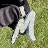 Hip Hop personalizzato completamente Ice Out M Lettera iniziale VVS Moissanite Diamanti Ciondolo alfabeto da uomo Solid Sier