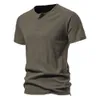 Année nouvel an Henry chemise hommes à manches courtes T-shirt col américain coton sport et Fitness