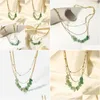 Pendant Necklaces Dear-Life Triple Stone Necklace Natural Green Crushed Womens Fashion Drop Delivery Jewelry Pendants Dhrfy