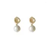 Boucles d'oreilles à dos baroques avec perles d'eau douce, en argent 925, aiguille, Design fait à la main, mat, élégant, rétro pour femmes