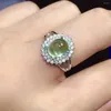 خواتم الكتلة كلاسيكية Prehnite For Party 7mm 9mm Natural Silver Fashion Solid 925 Jewelry