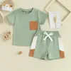 Zestawy odzieżowe Summer Infant Baby Boys Suit Przyczynowy krótki rękaw T-shirt kolory kolory elastyczne szorty