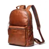 Backpack Vintage Men's Large Capacity Leather With Plant Tanning - Head Layer Cowhide Shoulder Bag