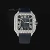Luxury Custom Iced out VVS 1/VS1 GRA Certified Reply Studded Moissanite Diamond Bezel / Band Watch with Leather