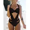 Damenbadebekleidung Sexy Solid One Piece Neckholder Bikini Bandage Push Up Monokini Badeanzug Strand Dreieck Badeanzug #t2g