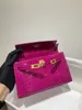 BASSI DESIGNER Clutchs da 22 cm borsetta del marchio Real Shinny Crocodile Skin completamente di qualità rosa rosa Rosso Rosso Colori rapidi Consegna rapida Prezzo all'ingrosso