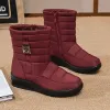 Stiefel Neue Frauen Schneestiefel wasserdicht und Fleece -Knöchelstiefel verdickten Baumwollschuhe im Winter nicht überrutschte Baumwollstiefel große Größe