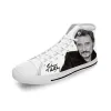 Обувь звезда Frech Johnny Hallyday High Top Sneakers Мужские женские подростки для подростки повседневные туфли холст кроссовки 3D Print Легкая обувь