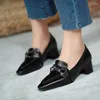 Vestido sapatos grosso-salto quadrado dedo do pé costura processo bombas de escritório bowknot negócios casual moda feminina 2024 primavera