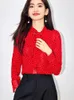 Blusas femininas estilo francês vermelho bolinhas laço colarinho manga longa camisa feminina primavera outono elegante solto ajuste blusa casual topos senhora