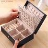 Jewelry Boxes 1pcs Double Layer Storage Box Ladies Princess Simple Style Leather Flip Type Jewelry Box Travel Home Portable Jewelry Box L240323