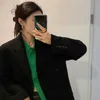 Koszulka damska sprężyna nowa zielona luźna damska damska damska solidna kolor prosty top trend koreańsko-modny odzież 240322