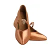 Boots Women Standard Dance Shoes BD Dance139 Crystal Ladies Ballroom Dance Shoe High Heel Tan Satin Rhinestones skor