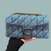 كيس الكتف لينة Tabby Biue Denim Quilted 26 صغير الحجم حقيبة مصممة للمظهر الجميل للسيدة التسوق عمل سحاب Crossbody Bag 2024 XB153 C4