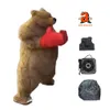 Costumi mascotte 2m Costume da boxe per adulti Orso muscoloso Vestito Iatable Gigante Blow Up Costume da mascotte peloso Personaggio animale Vestito operato indossabile