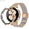 Watch pasme odpowiednie dla Samsung Galaxy Watch 4 5 i 6 pasków+40 mm Pierścień z siatki ze stali nierdzewnej Pasek Temperowany szklany ochraniacz ekranu 24323