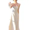 Белый цвет для женщин летом 2024 года: новый стиль с тонкой талией и нишевый дизайн.Французское платье на подтяжках