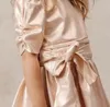 Baby Meisje Prinses Vintage Jurk Gouden Roze Baby Peuter Kid Boog Vestido Kostuum Partij Verjaardag Baljurk Kleding 110Y 240318