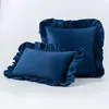 Inyahome – housse de coussin en velours à volants, étui décoratif solide, doux et confortable pour canapé, ferme, oreillers d'extérieur
