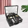 Boîtes à bijoux Étui de train de maquillage avec miroir lumineux LED Boîte de rangement de bijoux Organisateur cosmétique Kit de rangement organisateur cosmétique L240323