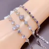 Bracelets à maillons 10 pièces, chaîne luxueuse en alliage de cuivre et de cuivre pour femmes coréennes élégantes simplicité rayonnante cristal ornement à la main bijoux