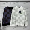 2024 Designers Sweaters Luxury Mens Womens Chessboard Grid Pattern Jacquard Man Paris Fashion Tee Top Quality Street Long Sleeve Luxurys Black White Green S-XL
