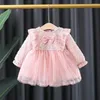 Meisjesjurken Babykleding Peuter Lente en Herfst Baby Lange mouw Kant Mesh Prinses Rok Jurk 13-24m