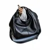 designer- skórzana torba hobo duża torebki dla kobiet duże ramię kobietę stały kolor prosty torby krzyżowe Balck S3q5#