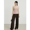Pantaloni da donna in lana nera Air Casual Fixed Dye stile minimalista americano R0W Soffitto