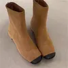 Bottes Chaussures en velours pour femmes Toes carrées